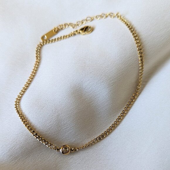 Waterproof Gold Jewelry Tarnish Free 18k Gold PVD Plated - Meivim Leone Anklet - Picture 1 of 5